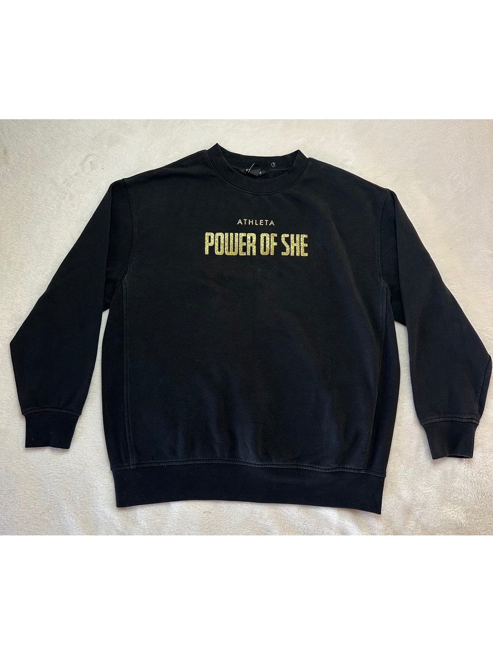 Athleta Power of She Forever Fleece Crewneck Sweatshirt - Black Size S